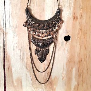Bronze Aztec style statement necklace